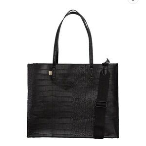 BEIS Black Croc Tote Bag Large